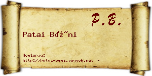 Patai Béni névjegykártya